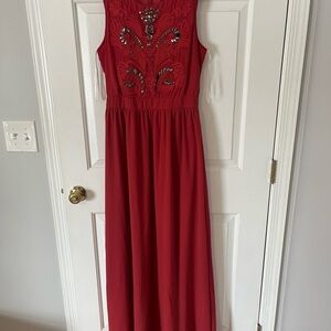 Elegant Red Embroidered Dress